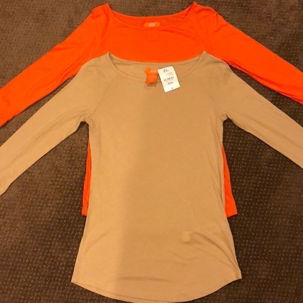 Joe Fresh Set of Two Orange & Tan 3/4 Sleeve Shirts Size XS
